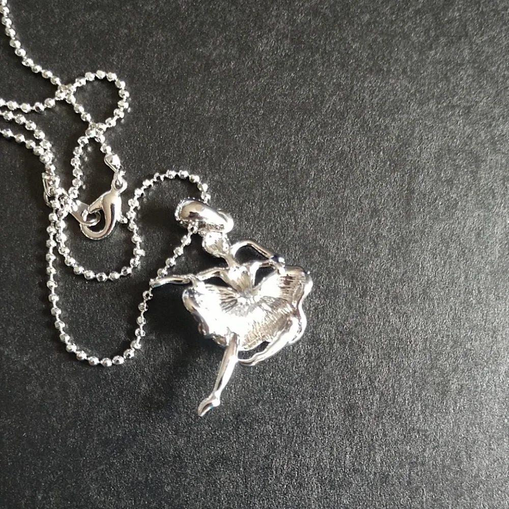 Ballerina Necklace NWT w/Pink Ice Stones Little Girls 16